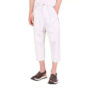 Rick Owens DRKSHDW Cargo Collapse Cropped Cut Pant 36 L Mens White SS 20 NWT